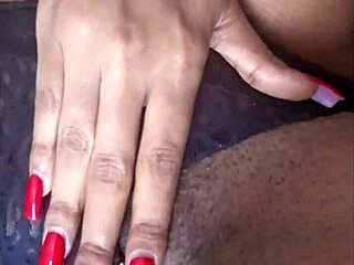 The ebony beauty couldn't stop herself from touching her body.