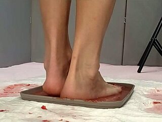 Peeing In Strawberries And Trampling With Beautiful Feet