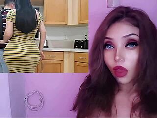 latina stepmom with big tits fucks her stepson in the kitchen pov