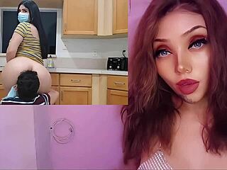 latina stepmom with big tits fucks her stepson in the kitchen pov