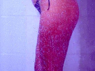 college tanned girl showers in bikini 😍