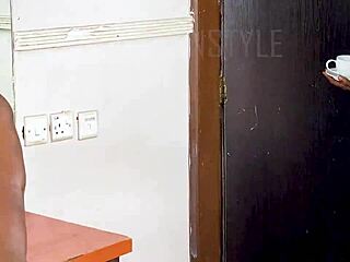 Sexy ebony bent over for hot table doggy from black dick in outdoor european setting