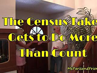 Census Taker Licks Shaved Pussy in 3some!