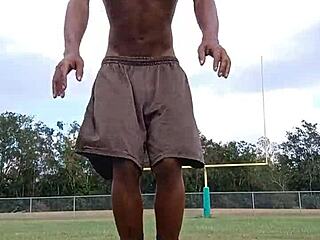 It's good to see this mature teacher working out at home.