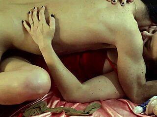 french amateur in red lingerie fucks with deepthroat and cumshot