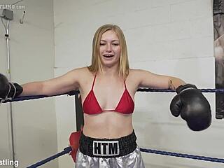 Pornstar women box fiercely; loser gets dildo fucked