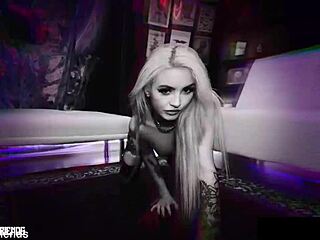 Lola Fae licks tattooed cock with footjob and handjob