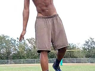 It's good to see this mature teacher working out at home.