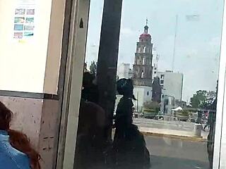 Two attractive women spied on at the fruit market center.