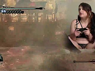 Sexy Bimbo In Pigtails And Stockings Plays Bayonetta Episode 5 With Intense Lovense Action!