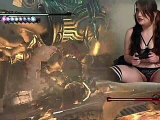 Sexy Bimbo In Pigtails And Stockings Plays Bayonetta Episode 5 With Intense Lovense Action!