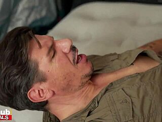 camping sneaky sex with big tits thick blonde teen and older gent, bent over and orgasming