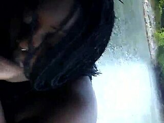 interracial public blowjob and fucking in doggystyle outdoors