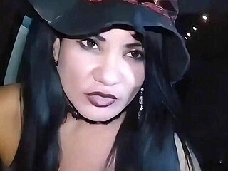 halloween adventures on the streets with a beautiful brunette