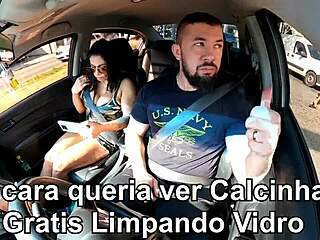 Naughty Passenger Enters Uber Without Panties, Driver Can't Resist.