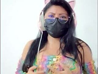 she opens pussy and inserts pink dildo