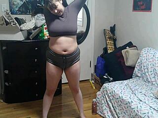 40 minute workout challenge starting in gym attire and ending in naked yoga.