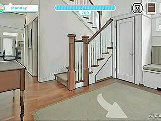 Best friend's mom interacts under the dinner table.