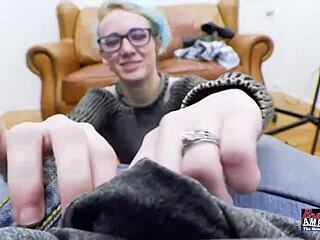 Exotic nerdy coed raven gets her wet twat fingered and her ass fucked