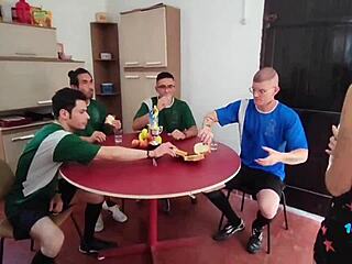 i'm on the soccer team, we put the lil whore to suck us all, bareback and anal