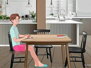 Best friend's mom interacts under the dinner table.