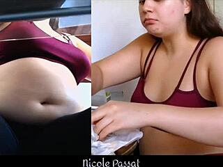 Curvy Latina BBW feels emotional about gaining weight while teasing with big ass and belly