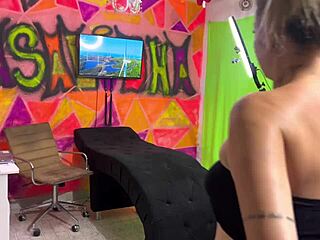 The tattoo artist says, 'I lick your wet ass until you cum.'