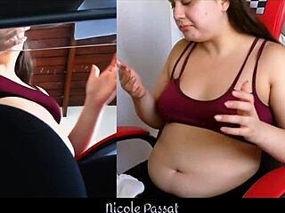 Curvy Latina BBW feels emotional about gaining weight while teasing with big ass and belly