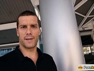 Vanessa bends over for stranger's big cock