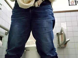 excited married woman masturbates in toilet