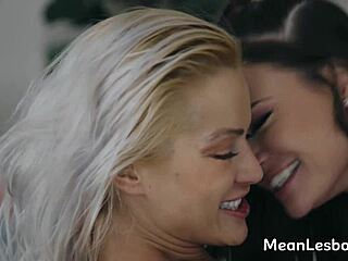 busty brunette seduces blonde roommate for morning lick