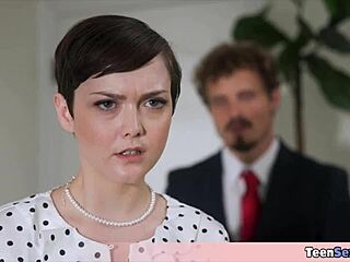 Quickie fucking the extra small and petite tomboi secretary with small tits 😍