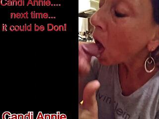 mature milf candi annie sucks cock on demand and swallows mouthful of cum