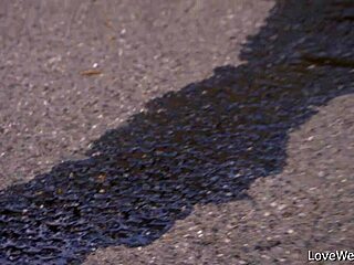 Sally indulges in public pissing scene outdoors