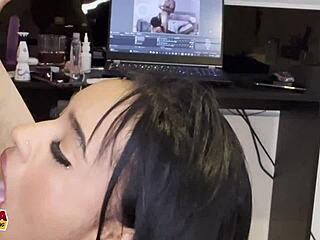 Melody Hot, skinny Colombian teen, gives blowjob in homemade casting interview with big cock.