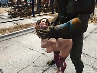 mutant battles girl in stockings doggystyle scene