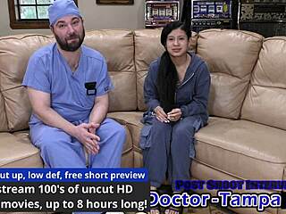 dr tampa humiliates bratty orphan mya in cheerleading physical with gloves