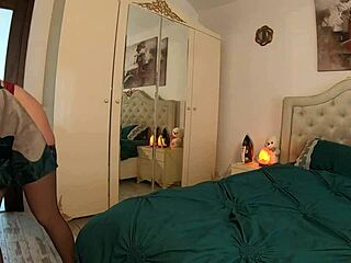 I watch my beautiful Latina step-mom masturbate after ironing.