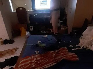 Absolutely stunning old guy with big cock in cage for anal 😍