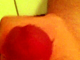 A guy indulges in some private wanking in the toilet