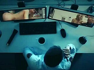 Blonde suspect Alura Jenson in office scene.