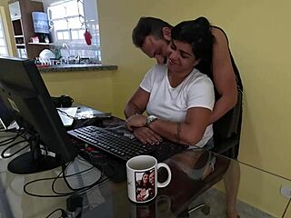 Nicoly Mattos Sucks Boss's Cock Then Gives Ass on Sofa