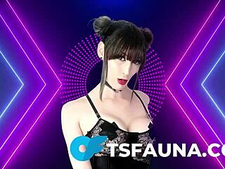 Hot shemale takes 11-inch dildo performance