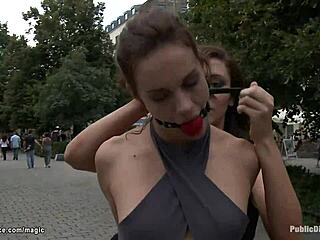 German babe gets humiliated outdoors.