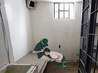 Real Police Officer Fucks Prisoner in Domination Scene with Bondage and Choking