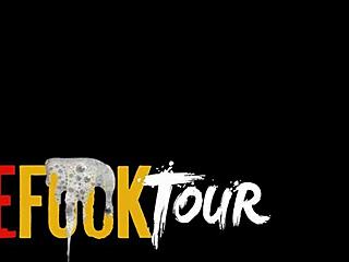 busty blonde gets a mouthful of big cock as he plays with her massive tits