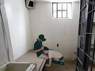 Real Police Officer Fucks Prisoner in Domination Scene with Bondage and Choking