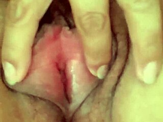 Arriving from office in fishnets she masturbates with huge dildo on muscular pussy lips