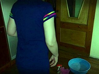 Mrs lazinski, the naive mature maid in stockings, submits to couple with small waist and milf blonde short hair.