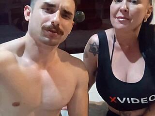 hot mature babe exploring my cock and her big tits 😍